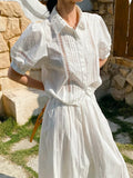 Fongt New French White Shirt Women's Short-Sleeved White Dress Lady Small Fragrant Style Suit Shenzhen South Oil Women's