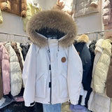 Fongt Collar Workwear Pie Down Jacket Women's Mid- 2025 Winter New Small White Duck Down Men And Women Thick Coat