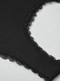 Lace Trim Crop Knit Tank Top-Outfit