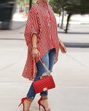 Button Comfortable Versatile Loose Striped