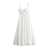 Fongt New Women's Fashion Folding Layer Decoration Of The Silk Sleeveless Sleeved Dress Is Thin