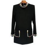 Fongt Early Spring New Star Fashion Heavy Industry Nails Studded With Colored Gemstones Diamond Long-Sleeved Dress