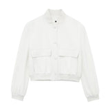 Autumn Women's Jacket Large Pocket French Solid Color Single Breasted Baseball Uniform Y13-69536-Outfit