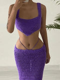Crochet Knit Skirt Set-Outfit