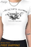 Women Goth Clothes y2k Crop Tops Summer 2023 T shirts Grunge 2000s Trashy Aesthetic Short Sleeve Tees Young Girls