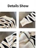 Women‘s Winter Sweater 2023 Oversize Loose Pullover Casual Korean Fashion Print Striped Knitted Pullover for Women Jumper Female-Outfit