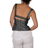 Front Slit Tie-Up Bustier Top-Outfit