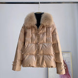 The New Chinese Wind Fox Fur Collar Can Take Off Fur Down Jacket Short Mink White Duck Down Winter Coat Female-Outfit