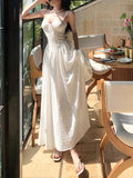 Fongt Suspension Dress Women's Spring 2025 New Design Small White Dress Vacation Waist Dress