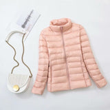 Large Size Plus Fat Down Jacket Female Light Korean Version Fashion Standing Collar Short Fat MM White Duck Down Coat Tide-Outfit