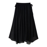 Fongt Women's Summer Folding V-Neck Folding Collar Trim With Chiffon Long-Sleeved Shirt Skirt Suit