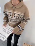 Half Zip Christmas Knit Pullover-Outfit