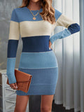 Fongt And Winter Round Collar Long Knitted Shirt Threaded Dressing Dress