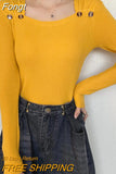 Casual Long Sleeve Top Autumn Winter Knitted Sweater Women Pullover Sweaters Korean Clothes White Slim Button Pull