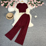 Fongt T-Shirt, High-Waisted, Wide-Leg Pants-Outfit