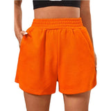 Summer Elastic Waist Loose Wide Leg Solid Color
