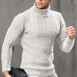 Fongt And Winter New Men's Sweater Men's Turtleneck Flower Long Sleeve Sweater Warm Head Sweater
