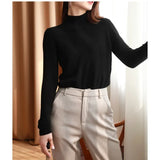 Fongt Simple Knitted Shirt Inside The Woolen Sweater Thicker Half-High Collared Shirt Sweater Women's Autumn And Winter