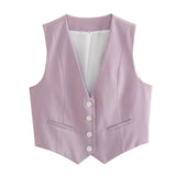 Fongt Color Y2K2025 Summer Leisure Repair Vest Sleeveless Vest Short Blouse Women A19531