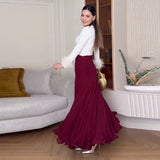 Fongt Summer Women's New Lotus Leaf Side High Waist Slim Solid Body Skirt