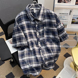 Fongt Short-Sleeved Shirt Men's Summer Retro Casual Five-Sleeve Shirt High Street Tide Coat