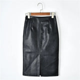 Winter Korean PU Leather Skirts Women High Waist Straight Midi Skirts Sexy Skirt Women Plus Size Solid Split Skirts