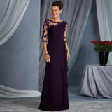 Fongt Spring And Summer Wish New Explosive Long Lace Perspective Round-Neck Sleeve Dress