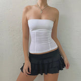 Fongt New 2024 Solid Color Head Sleeveless Open Shoulder Simple Casual Women's Strapless Top-Outfit