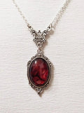 Gothic Oval Stone Pendant Necklace-Outfit