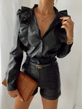Female Lapel Long Sleeve Buttons
