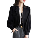 Fongt Autumn Japan And South Korea New Leisure Long-Sleeved Coat Women's Korean Version Of The Suit Top Jacket Loose Short Windbreaker