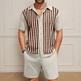 Fongt Men's Casual Ice Crisp Knitted POLO Shirt Set Short-Sleeved T-Shirt Two Sets Of Men's