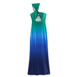 Fongt Chest-Clothed Dress Gradient Long Dress