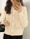 Fongt Autumn And Winter New Korean Version Sweater Coat Female Temperament Sweet College Wind Long Sleeve Knit Cardigan Jacket Female-Outfit
