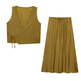 Fongt New Women's Wrinkles Effect Short Vest Half-Dress Dress Suit