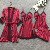 Fongt Woman Sexy Pajamas Four-Piece Korean Set Of Hanging Pajamas Women Homewear With Chest Pajamas Pajamas Pajamas