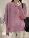 Fongt Bright Beautiful Star Blue Head Sweater Autumn Winter New Korean Version Loose Show Thin Bottom Knit Sweater Female-Outfit
