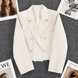 Fongt Jade Green Suit Jacket Female Autumn 2024 New Small Person Temperament Casual Versatile Small Suit Woman-Outfit