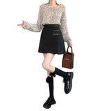 Fongt Skirt Irregular Skirt Women Autumn And Winter New Fat Mm High Waist Thin Crops A Word 100-Fold Skirt