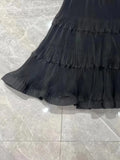 Off Shoulder Dresses For Women 2024 Luxury Evening Party V Neck Ruffles Lantern Sleeve Sexy Mesh Folds Maxi Dress TH3605-Outfit