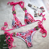 Fongt 2023 Swimsuit Snake Print Straps Women's Split Swimsuit Sexy Crystal Diamond Low Waist