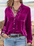 Fongt Golden Velvet Shirt Women's 2025 Long-Sleeved Velvet T-Shirt