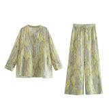 Summer Printed Cotton And Linen Shirt 4786302 Baggy Trousers Set-Outfit