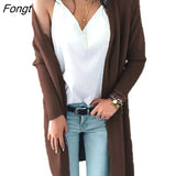 Jacket Autumn and Winter New Double Pocket Medium Length Knitted Cardigan Sweater Women Cardigan Women Knitted
