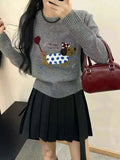 Dog Embroidery Knitted Sweater Pullover-Outfit