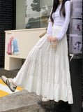 Fairy Lace Patchwork Maxi Skirt-Outfit