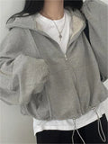 gray oversize hoodie with zipper and
