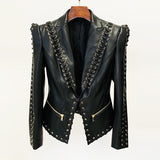 Fongt New Star Fashion Heavy Worker Chicken Eye Tie Repair Leather Suit Jacket Jacket Jacket Jacket