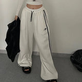 Piping Details Embroidery Logo Baggy Sweatpants-Outfit