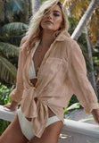 Fongt Blouse Wrinkle Cloth Vacation Bikini Sunscreen Shirt Shirt Beach Sunscreen Clothing